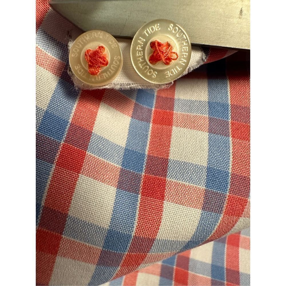 Southern Tide mens blue pink white plaid button long sleeve shirt Large #42-1067 - Picture 5 of 6